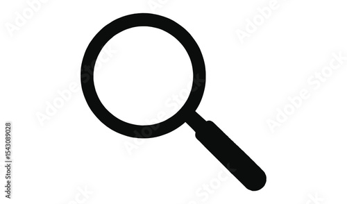 Simple black magnifying glass icon illustration