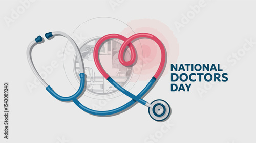 National Doctors Day Vector with Stethoscope on White Background