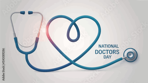 National Doctors Day Vector with Stethoscope on White Background
