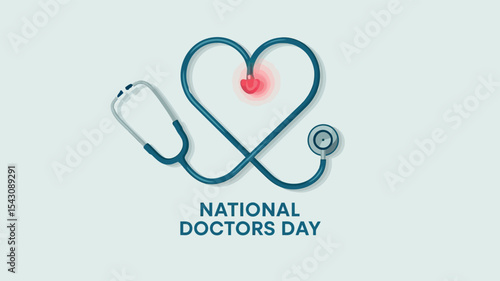 National Doctors Day Vector with Stethoscope on White Background