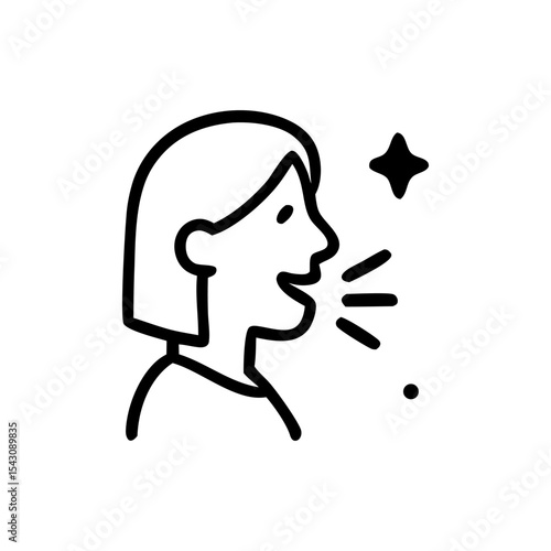 Simple Line Art Illustration of a Person Speaking.