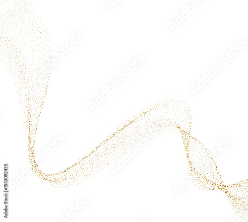 Abstract Shiny Gold Glitter Wave design element. Isolated PNG Design Element. Merry Christmas and Happy New Year Decoration.Transparent Background.  For invitation and greeting card BG 