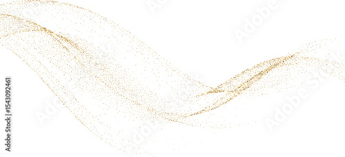 Abstract Shiny Gold Glitter Wave design element. Isolated PNG Design Element. Merry Christmas and Happy New Year Decoration.Transparent Background.  For invitation and greeting card BG 