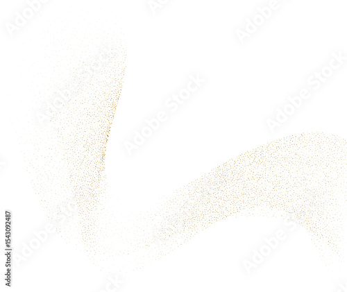 Abstract Shiny Gold Glitter Wave design element. Isolated PNG Design Element. Merry Christmas and Happy New Year Decoration.Transparent Background.  For invitation and greeting card BG 