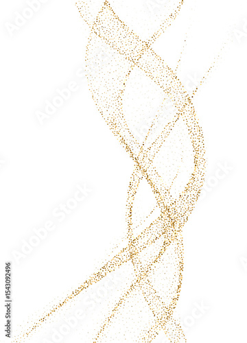 Abstract Shiny Gold Glitter Wave design element. Isolated PNG Design Element. Merry Christmas and Happy New Year Decoration.Transparent Background.  For invitation and greeting card BG 