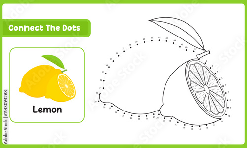 Connect The Dots Lemon. Dot To Dot Educational Game. Vector Illustration Adobe Stock