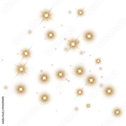 Glowing Christmas Lights. Gold Magic Stars