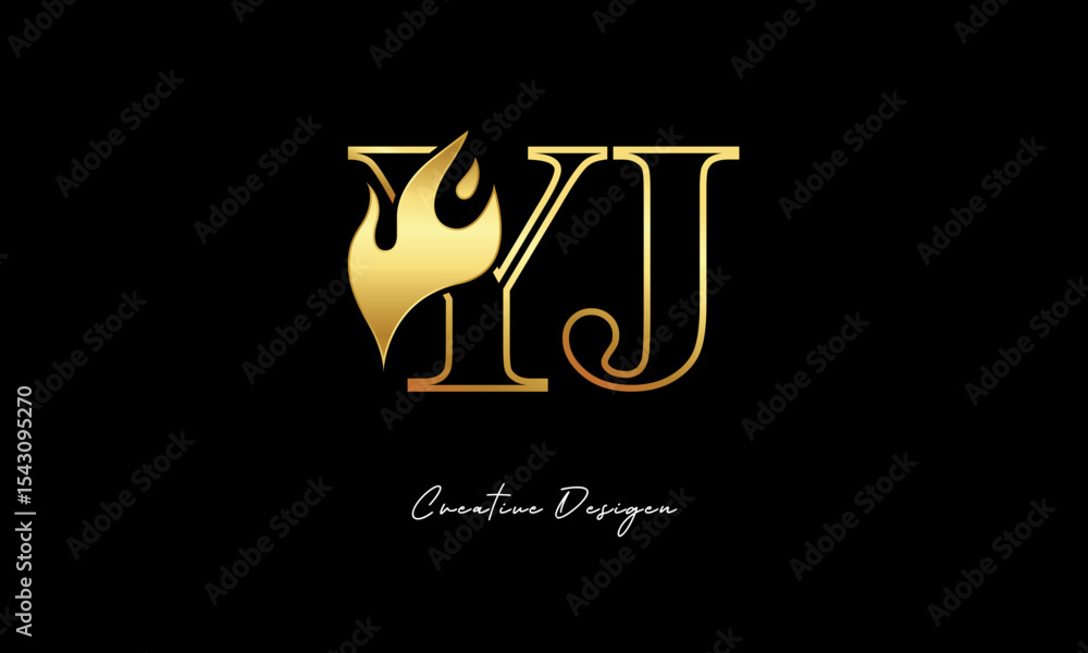 YJ Flame Logo – Elegant Gold Monogram Letter mark with Fire Symbol for Luxury Branding, Energy Identity & Creative Logo Design YJ Flame Logo – Elegant Gold Monogram Letter mark with Fire Symbol for Luxury Branding, Energy Identity & Creative Logo Design