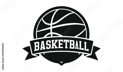 Basketball emblem design black and white