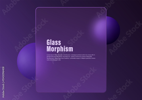 Vertical card with purple spheres on dark background