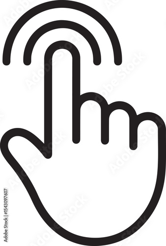 Black and White Line Drawing Hand Touching Screen finger