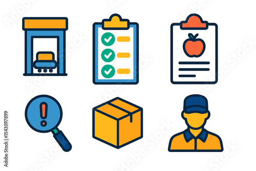 Food Safety Inspection. Isometric flat vector illustration of an inbound inspection station with food safety checklist and quality