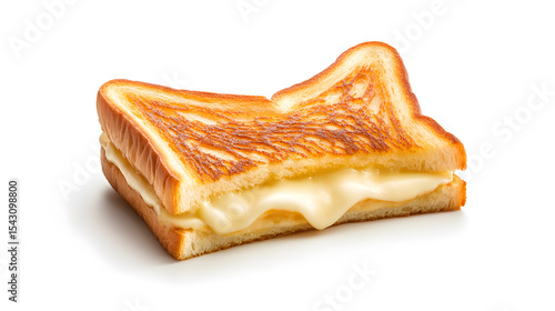 Croque-monsieur isolated on a clean white background, emphasizing its golden crust and gooey cheese