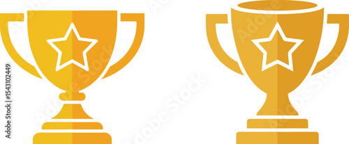 Two Golden Trophies with Stars Minimalist Icons trophy