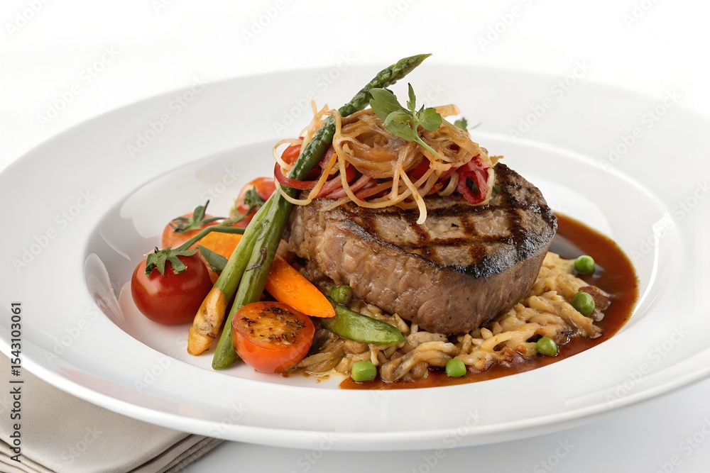 Perfectly Plated Ready-Made Meal on White Background – High-Resolution Food Photography Perfectly Plated Ready-Made Meal on White Background – High-Resolution Food Photography