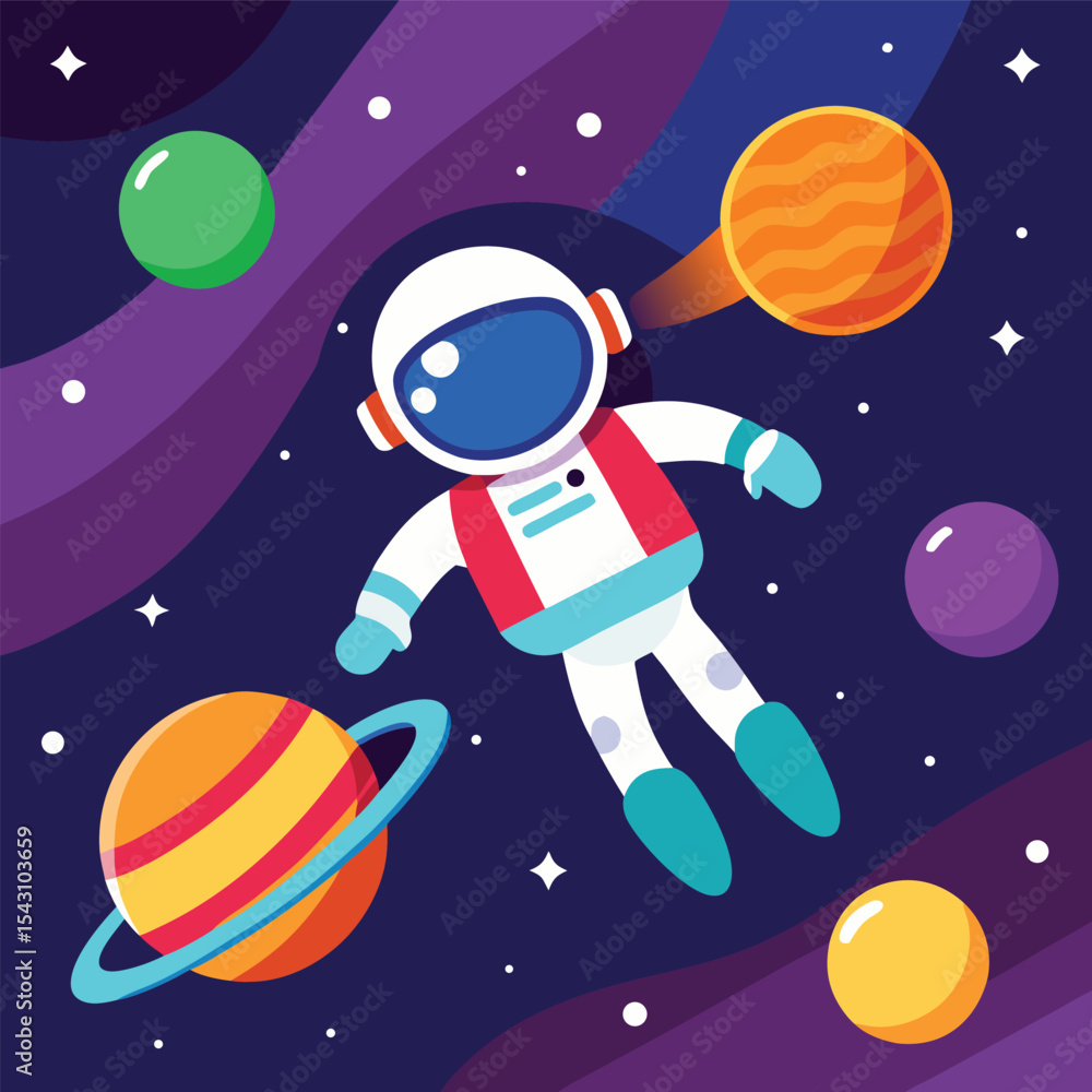 Naklejka premium cartoon astronaut in space