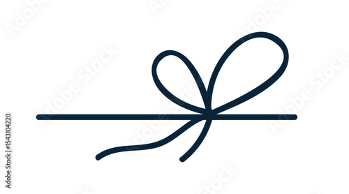 Bow knot tying. Curled loops decoration, thin ribbon, string, lace. Rope curv...