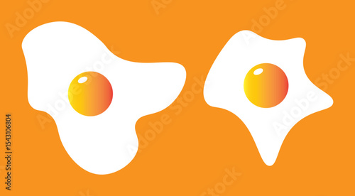 fried egg flat illustration set. Set of fried eggs