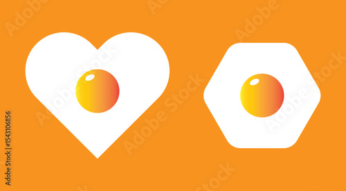 fried egg flat illustration set. Set of fried eggs