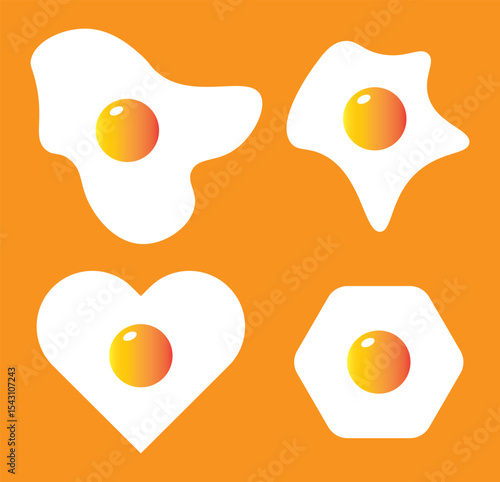 fried egg flat illustration set. Set of fried eggs
