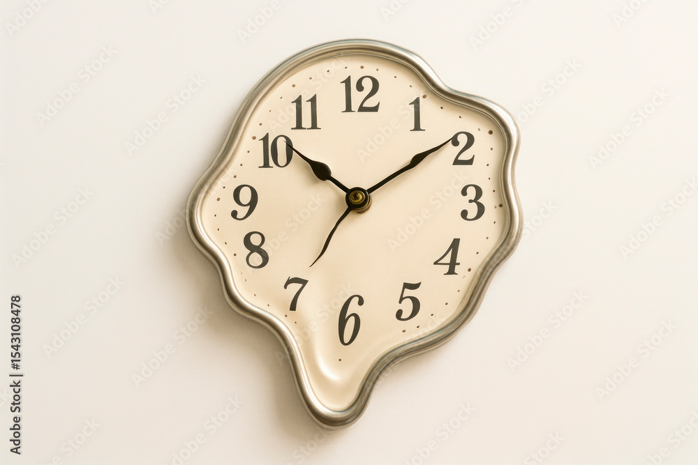 Melting time on a distorted wall clock.