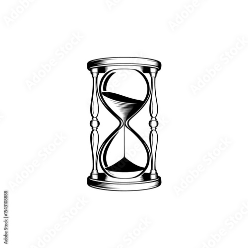 Hourglass symbolizing the passage of time with sand flowing for a reflective moment in a minimalist design