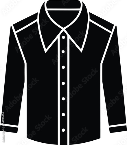 Silhouette of a long sleeved button down shirt with a collar