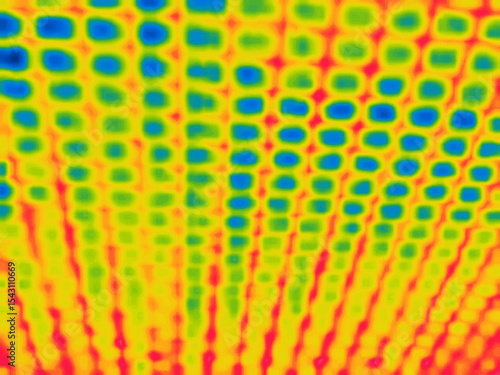 Lattice suspended ceiling, hall. Image from thermal imager device.