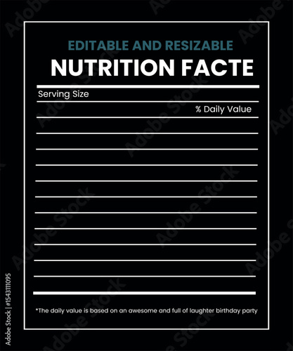 Nutrition facts,nutrition lebel,supplememnt fact, supplement level	
