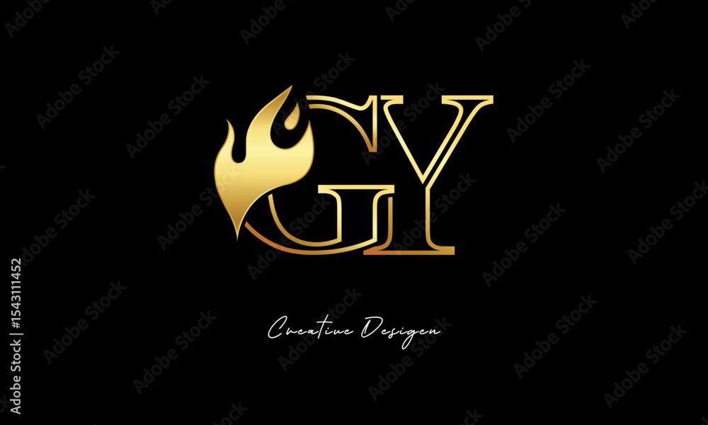 GY Flame Logo – Elegant Gold Monogram Letter mark with Fire Symbol for Luxury Branding, Energy Identity & Creative Logo Design GY Flame Logo – Elegant Gold Monogram Letter mark with Fire Symbol for Luxury Branding, Energy Identity & Creative Logo Design