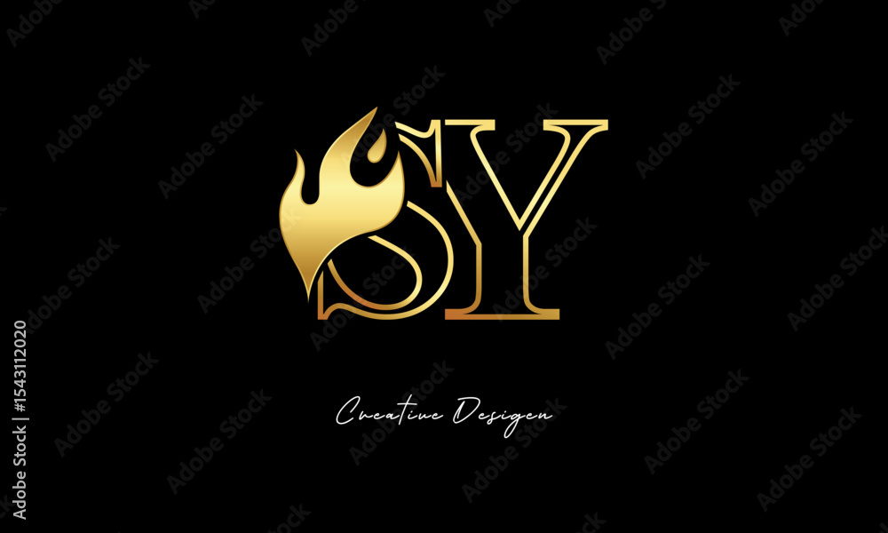SY Flame Logo – Elegant Gold Monogram Letter mark with Fire Symbol for Luxury Branding, Energy Identity & Creative Logo Design SY Flame Logo – Elegant Gold Monogram Letter mark with Fire Symbol for Luxury Branding, Energy Identity & Creative Logo Design