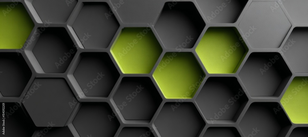 Abstract Geometric Hexagonal Mosaic Background in Gray and Green for Modern Interior Design Use Abstract Geometric Hexagonal Mosaic Background in Gray and Green for Modern Interior Design Use