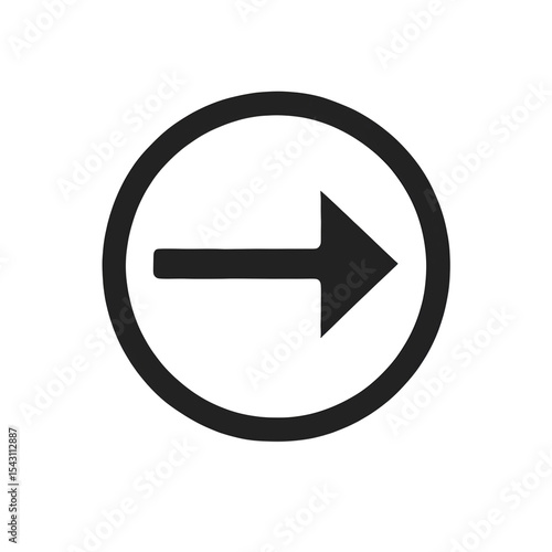 Abstract right arrow icon in circle transparent background