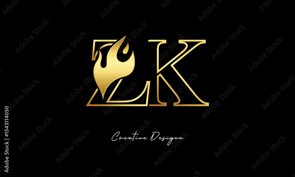 ZK Flame Logo – Elegant Gold Monogram Letter mark with Fire Symbol for Luxury Branding, Energy Identity & Creative Logo Design ZK Flame Logo – Elegant Gold Monogram Letter mark with Fire Symbol for Luxury Branding, Energy Identity & Creative Logo Design