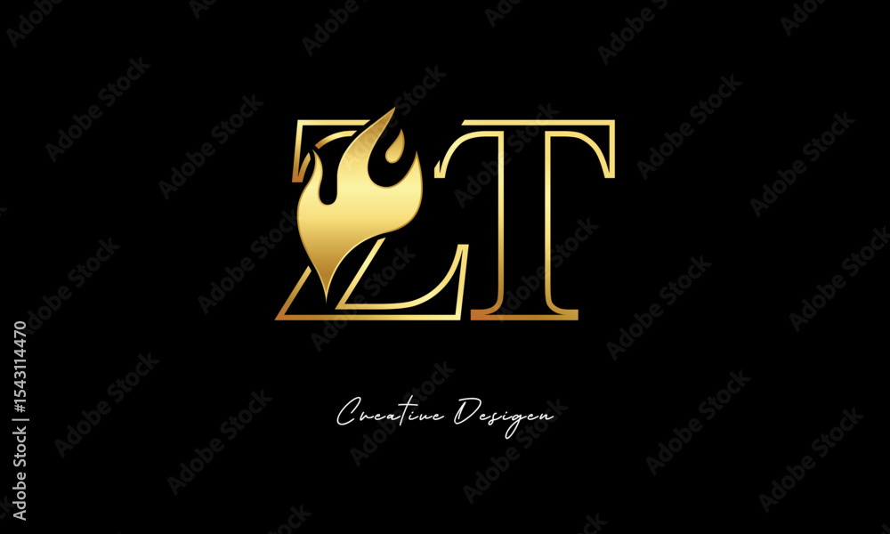 ZT Flame Logo – Elegant Gold Monogram Letter mark with Fire Symbol for Luxury Branding, Energy Identity & Creative Logo Design ZT Flame Logo – Elegant Gold Monogram Letter mark with Fire Symbol for Luxury Branding, Energy Identity & Creative Logo Design