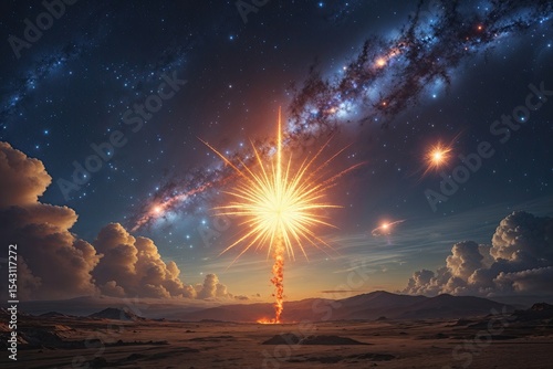 Stellar Detonation and Cosmic Incursion in a Whimsical Midnight Panorama