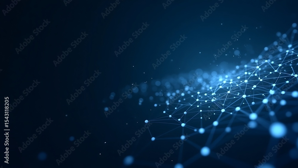 Obraz premium Abstract network connection with glowing nodes and lines on a dark background