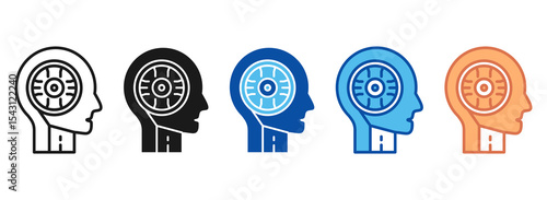 Cyborg Icon Set Multiple Style Collection