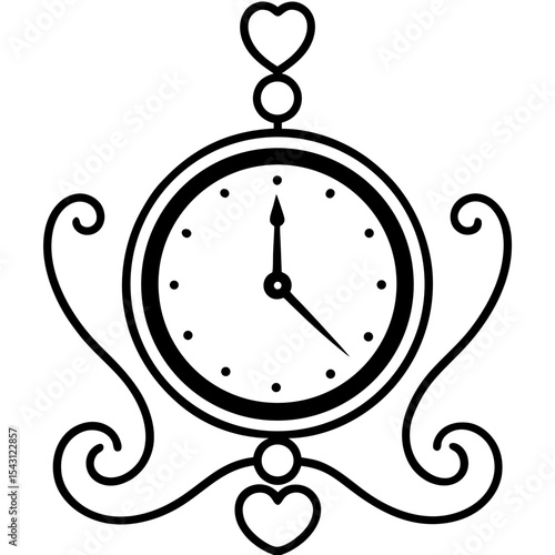 Romantic Clock Vector | Generative AI Linocut Silhouette Design