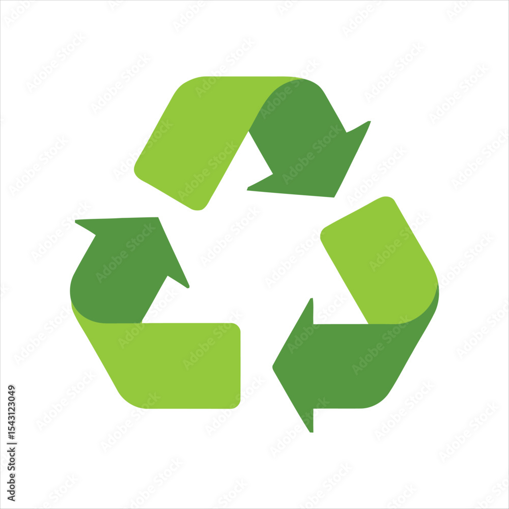 Obraz premium Flat design recycling symbol icon showing environmental friendliness and sustainability on white background