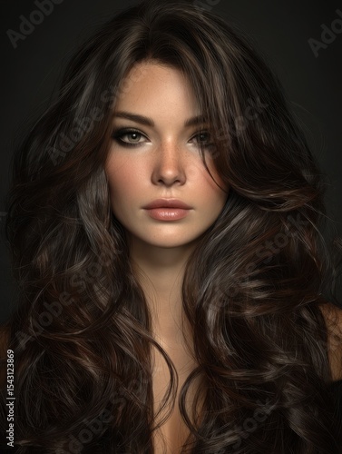 Wallpaper Mural Stunning portrait of a woman with flowing hair and perfect makeup, radiating beauty and confidence. Torontodigital.ca