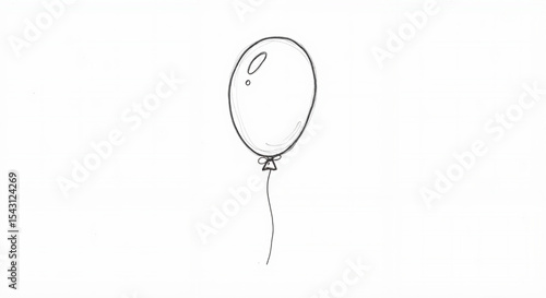 Single balloon pencil sketch in black and white for kids coloring