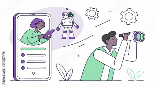 Cartoon illustration vector drawing of people, a doctor and a child boy, a family, or business people working together, comic characters