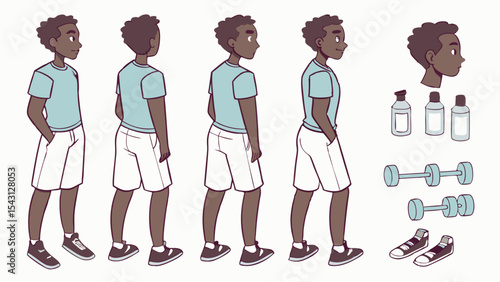 Vector illustration of people, a fashion model, a man, and a woman in various clothing designs including shirts, suits, and medical aprons