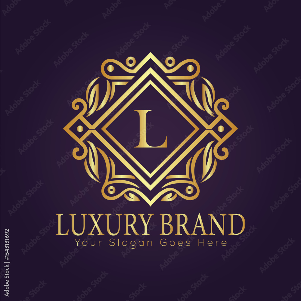 Fototapeta premium Letter luxury gold logo concept