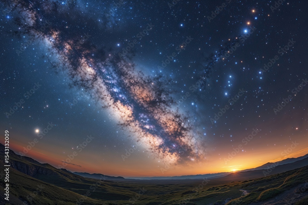 Fototapeta premium Breathtaking Milky Way Panorama Explore the Wonders of the Cosmos