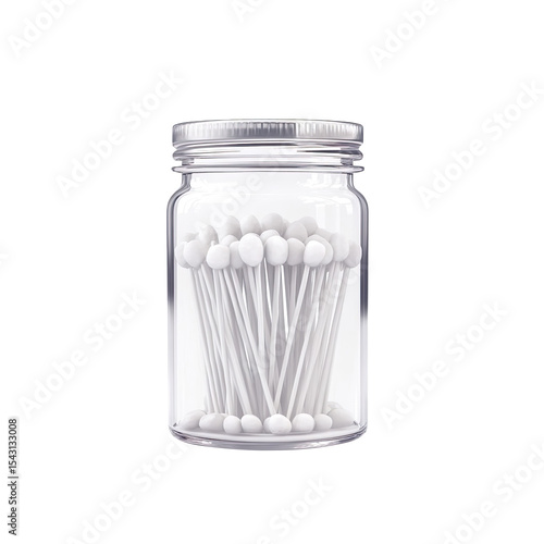 Cotton Bud Jar isolated on transparent background