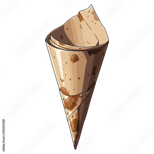 Illustration of Shawarma Wrap or Falafel Cone for Middle Eastern Street Food Concept