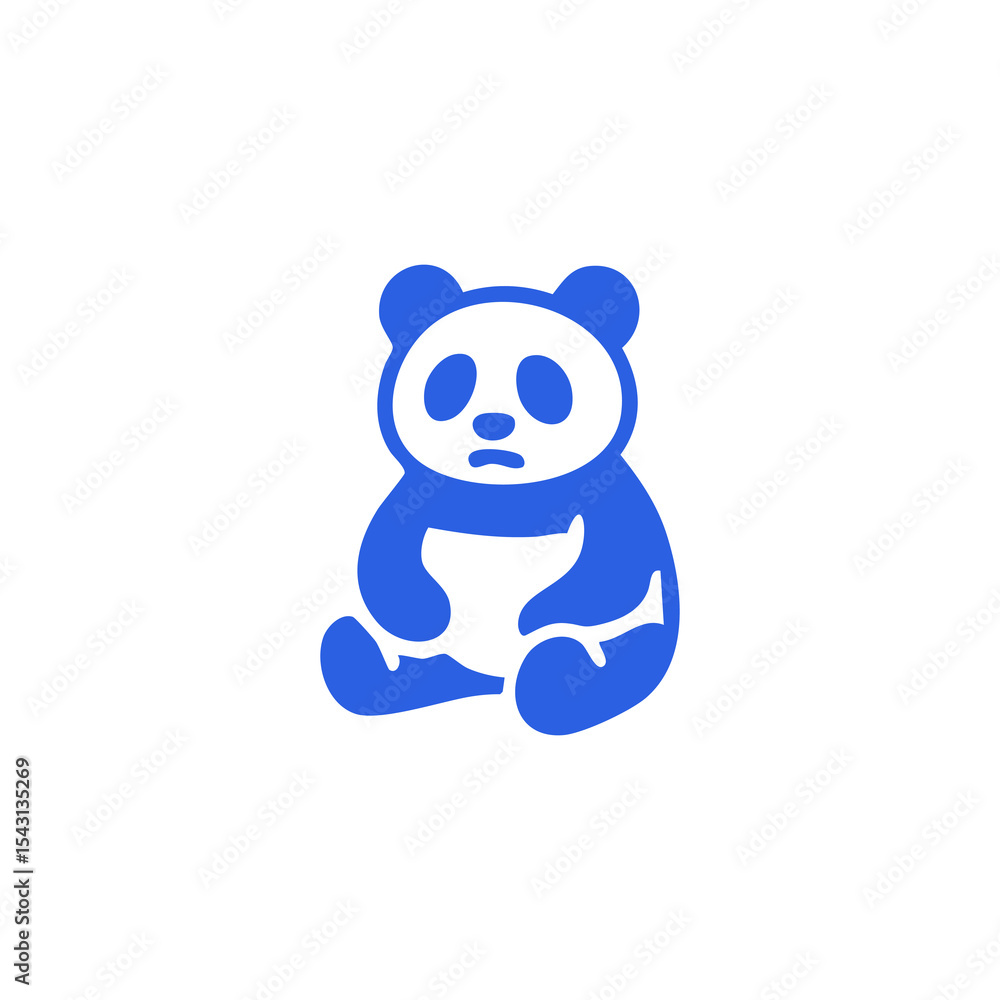Naklejka premium Simple blue panda icon