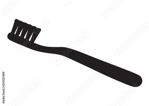 Toothbrush logo silhouette vector, Toothbrush logo icon, toothbrush silhouette vector illustration, simple black toothbrush silhouette logo vector on a white background.
